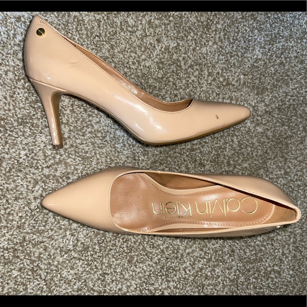 CK nude pointed toe heels